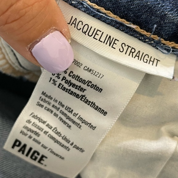 Paige Jacqueline Straight Distressed Patchwork Cropped Jeans size 27 - Picture 14 of 14